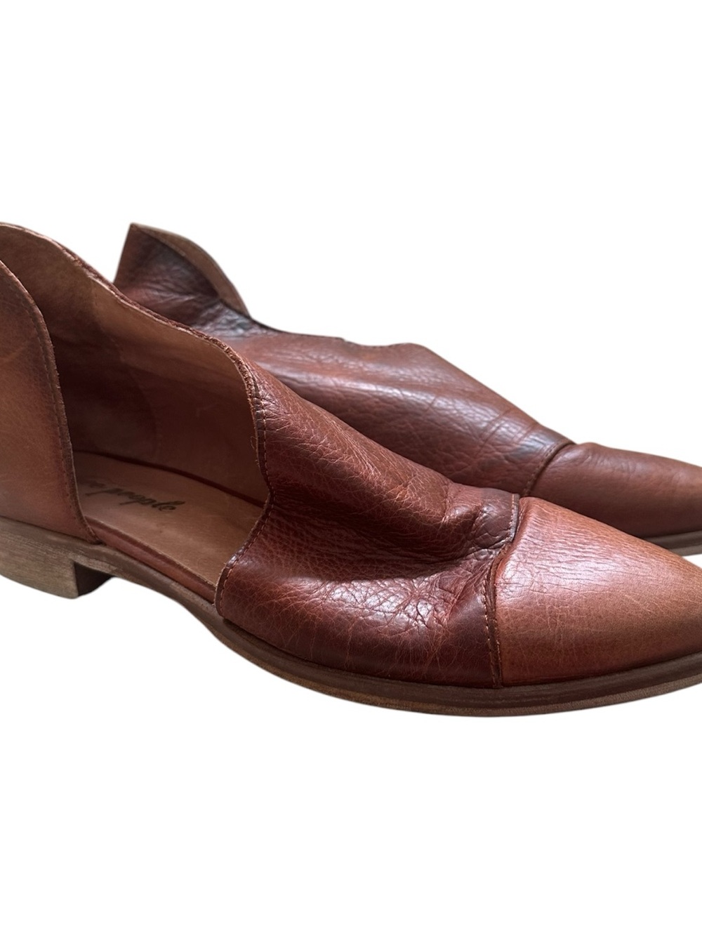 Free People Royale Flats Cutout Leather Pointed Toe D’Orsay Brown Size 40 9/9.5 - Picture 3 of 16